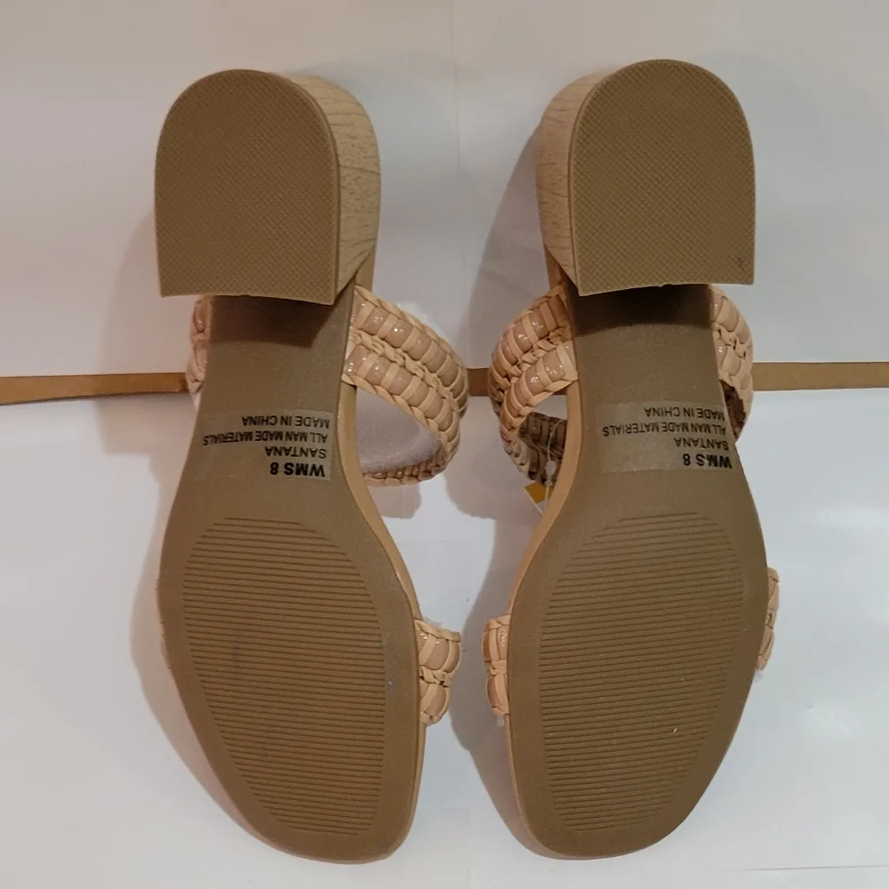 DV Dolce‎ Vita Santana Woven Block Heel Memory Foam Slip On Sandals Tan